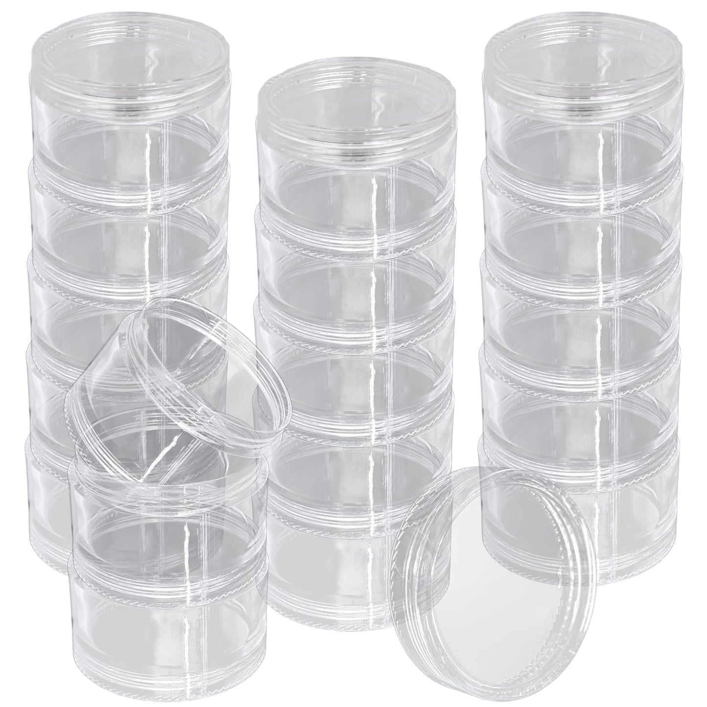 Luomorgo 4 Sets Stackable Clear Plastic Containers with Screw Lids - 30ML 5-Layer Organizer for Cosmetics, Jewelry Beads, Nail Art & Craft Storage