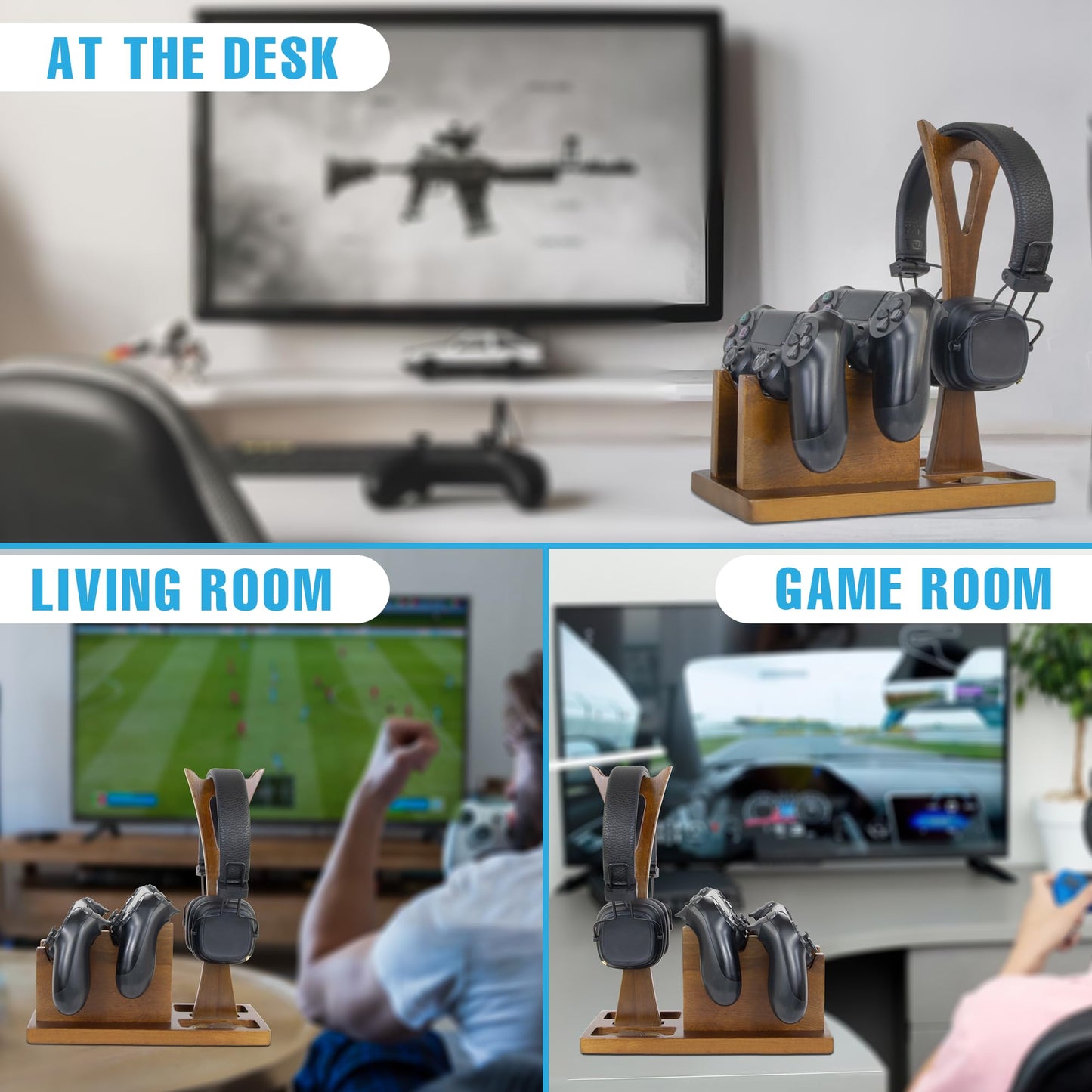 Kaseny Game Controller Holder Gifts for Gamers to Organize Gaming Accessories & Headphone Holder, Unique Gamer Gifts Headset Stand Controllers Holders, Stylish Controller Stand Gaming Equipment