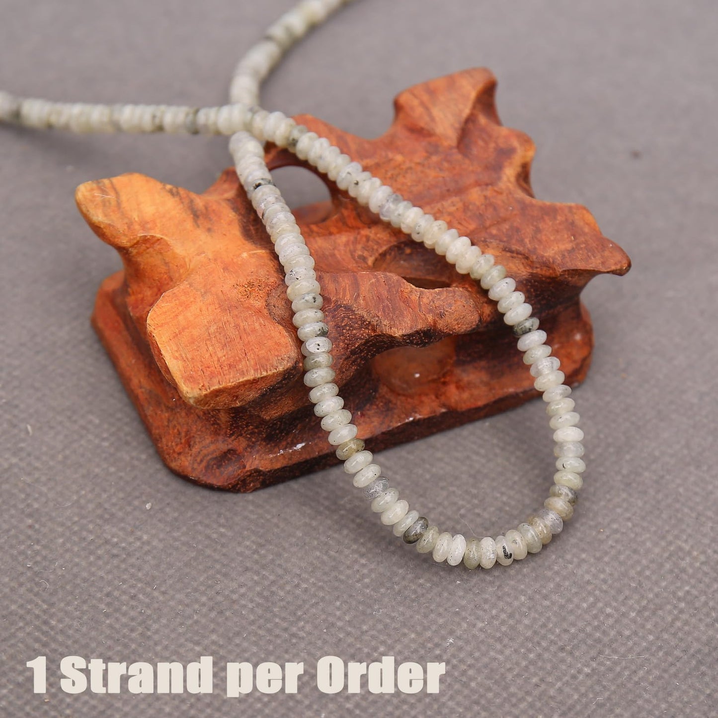 BONNY BOXX 1 Strand (150PCs) Natural 2 * 4mm Grey Labradorite Rondelle Beads, Natural Abacus Disk Stone Beads Loose Spacer Gemstone for DIY Bracelet Necklace Jewelry Making