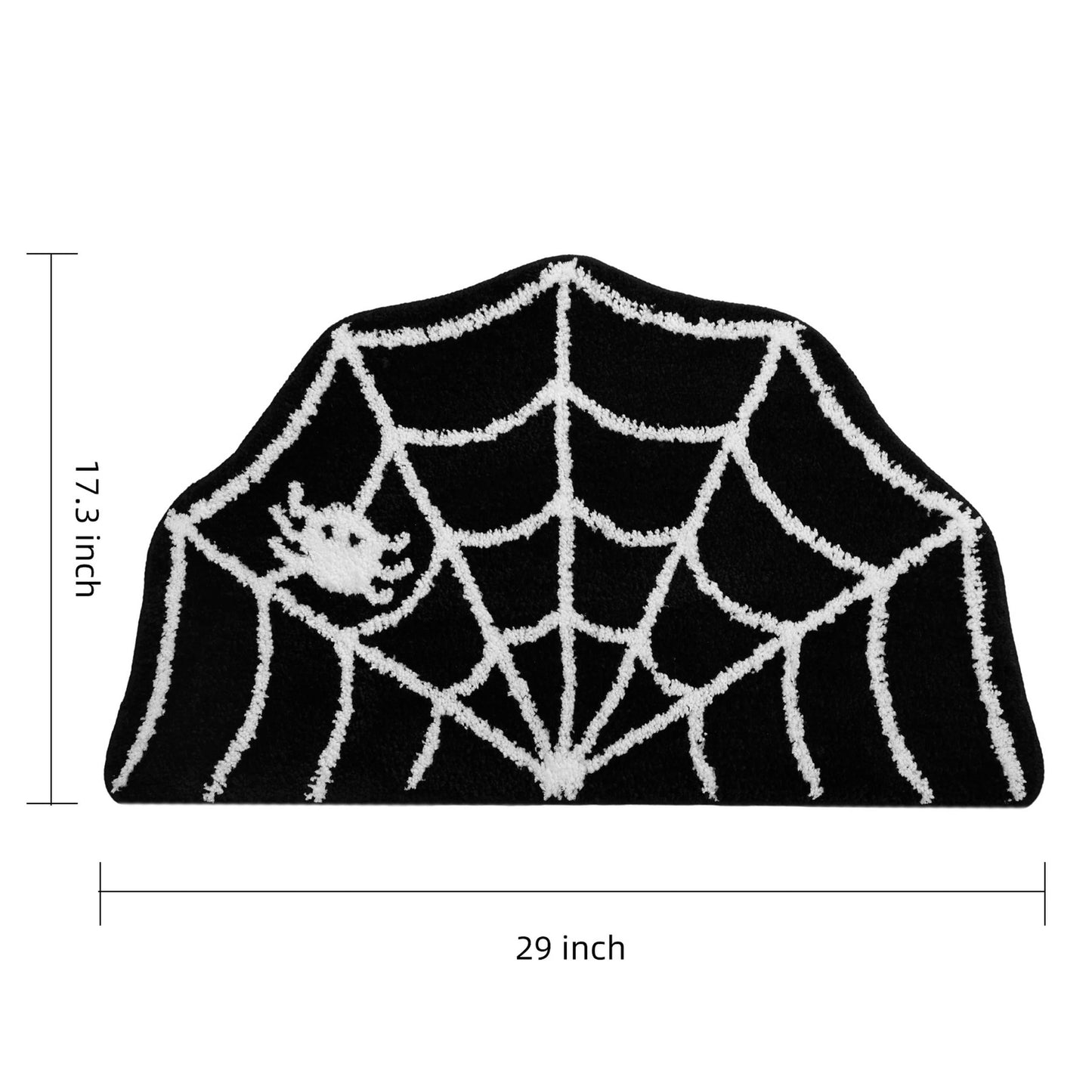 TRUEDAYS Halloween Decor Spider Web Bath Mat for Bathroom, Gothic Cute Halloween Decoration Black White Half Circle Bath Mat Non Slip Cartoon Bath Rug Bathroom Mat Plush Shower Rugs Washable