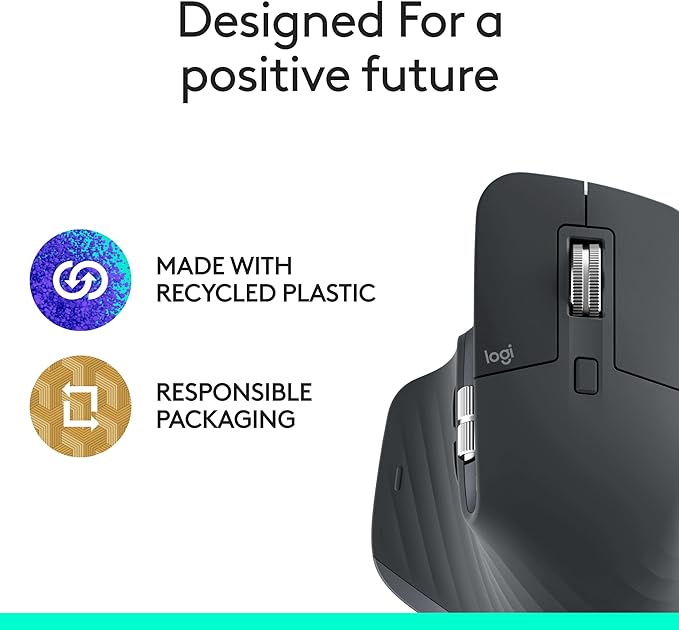 Logitech MX Master 3S Bluetooth Edition Wireless Mouse, No USB Receiver - Ultra-Fast Scrolling, Ergo, 8K DPI, Track on Glass, Quiet Clicks, Works with Apple Mac, Windows PC, Linux, Chrome - Graphite