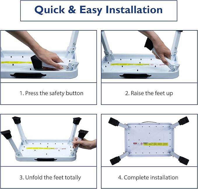 BONTEC Foldable Step Stool, Step Stool with Non-Slip Platform, Step Ladder with Thick Rubber Feet, 330lbs Capacity, Ideal for Adults and Children in Kitchen, Bedroom, Office, RV, White