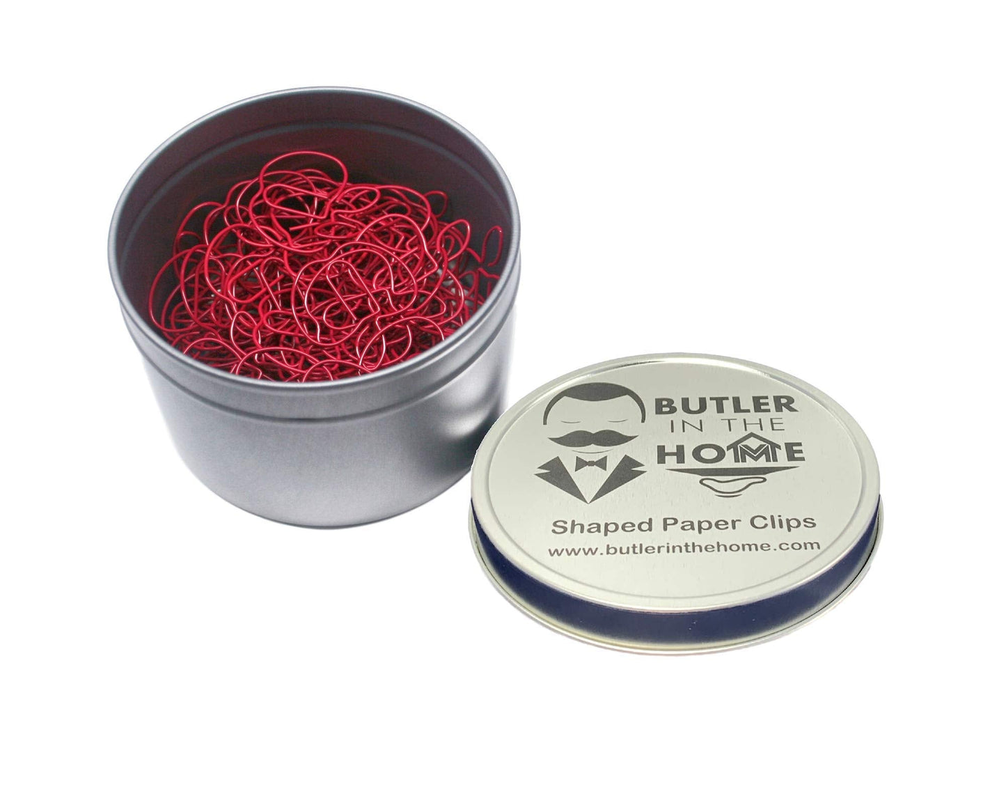 Butler in the Home Apple Paper Clips 100 Count Red Fruit Shaped Clips with Storage Tin for Teachers, Classrooms, Planners, and Office Organization