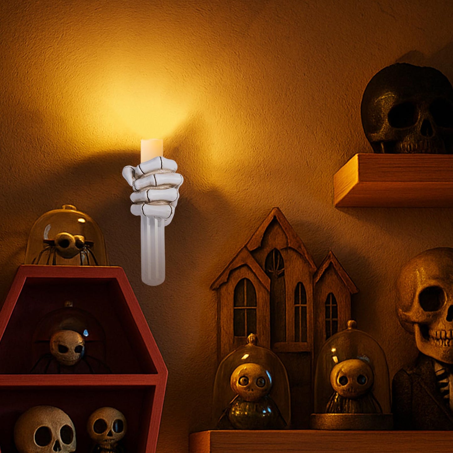 XYQXYQ Halloween Wall Sculpture, Wall Mounted Creepy Skull Hands,Gothic Hanging Art Sculpture,Unique Vase,Horror Skeleton Hand Wall Decorations, Terror Home Decor (White)
