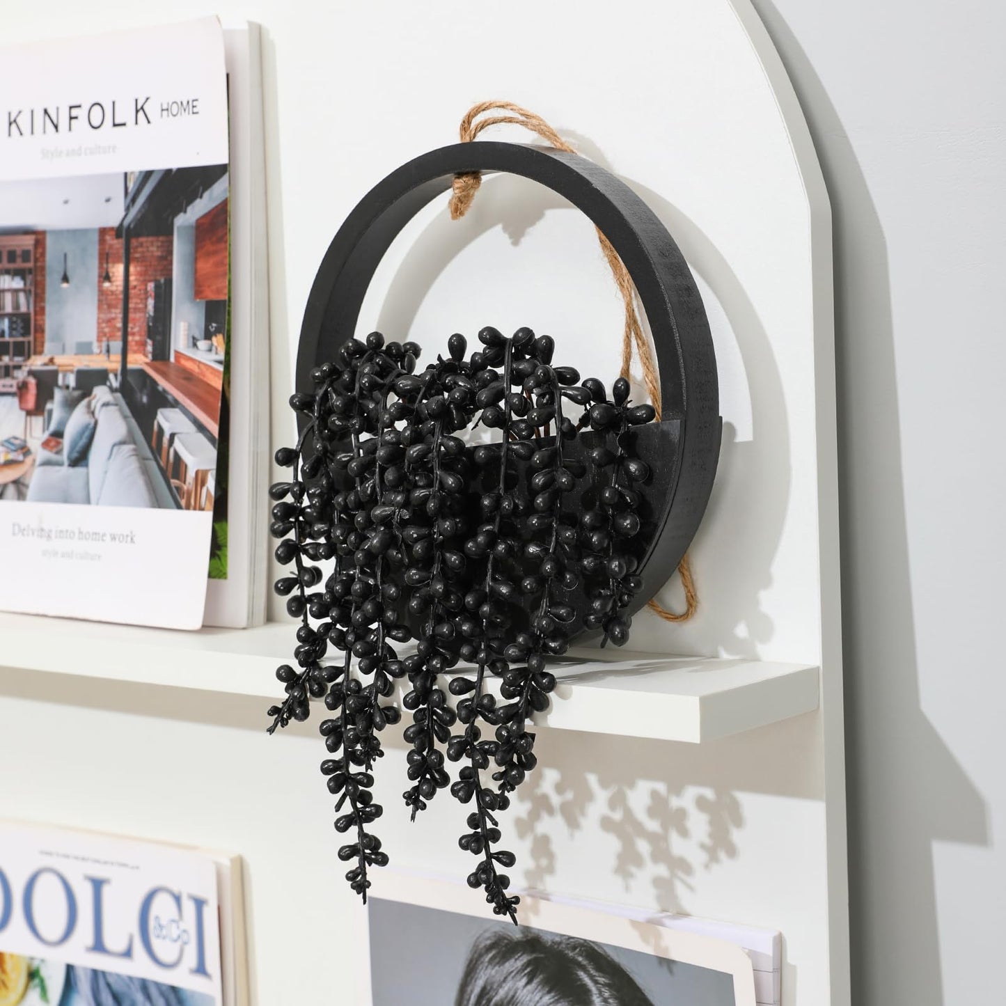 Hobyhoon Artificial Hanging Plants Hanging Planter Fake Succulents Artificial String of Pearls with Pot and Lanyard for Home Office Wall Decoration