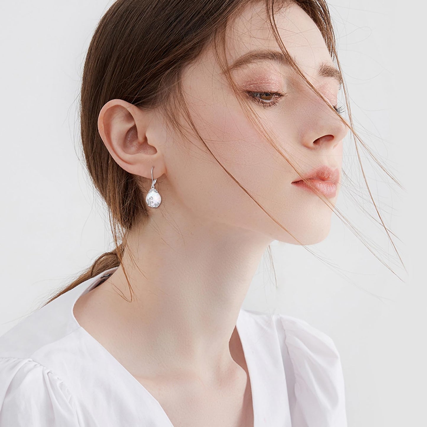POPLYKE Opal Filigree Teardrop Drop Dangle Earrings Sterling Silver Leverback Earrings Opal Jewelry Gifts for Women
