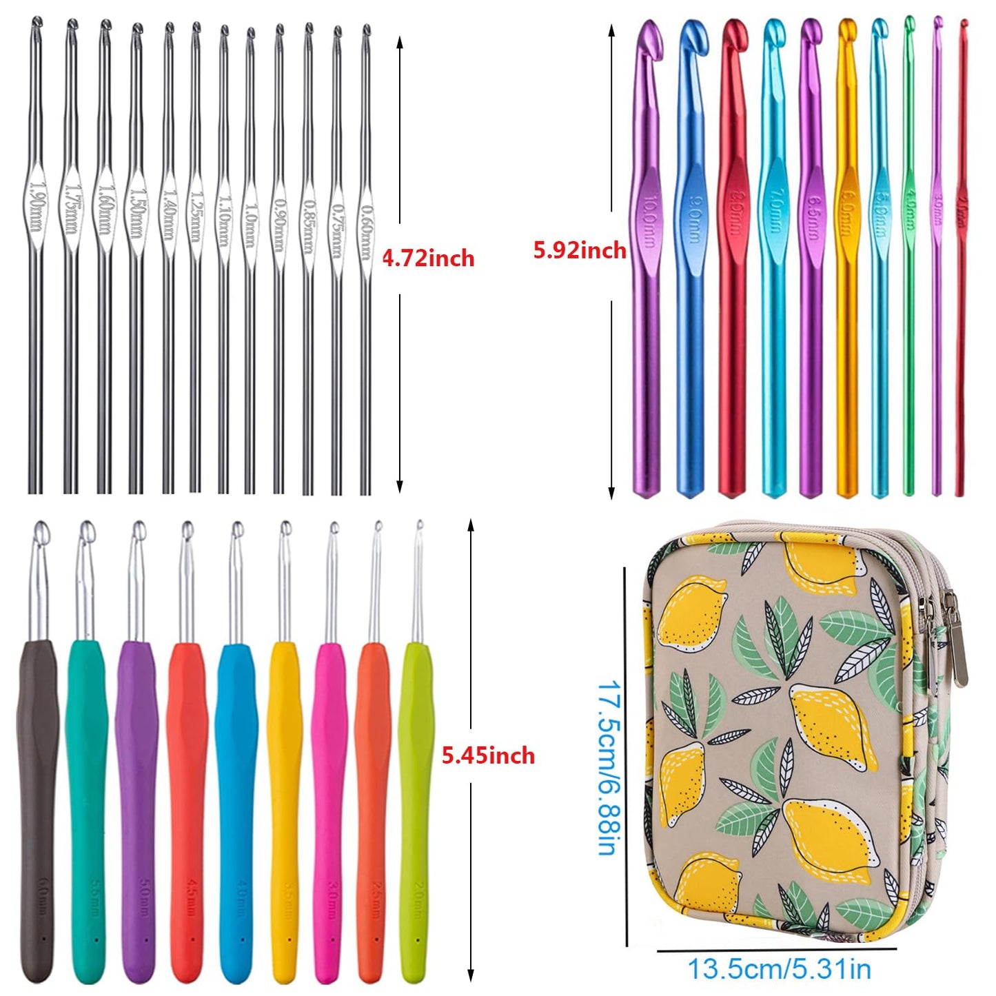 Weabetfu 102pcs Crochet Hooks Set Crochet Hook Kit with Case Ergonomic Crochet Needles for Arthritic Hands and Crochet Accessories Complete Crochet Set for Beginners & Experieced Crochet Lovers