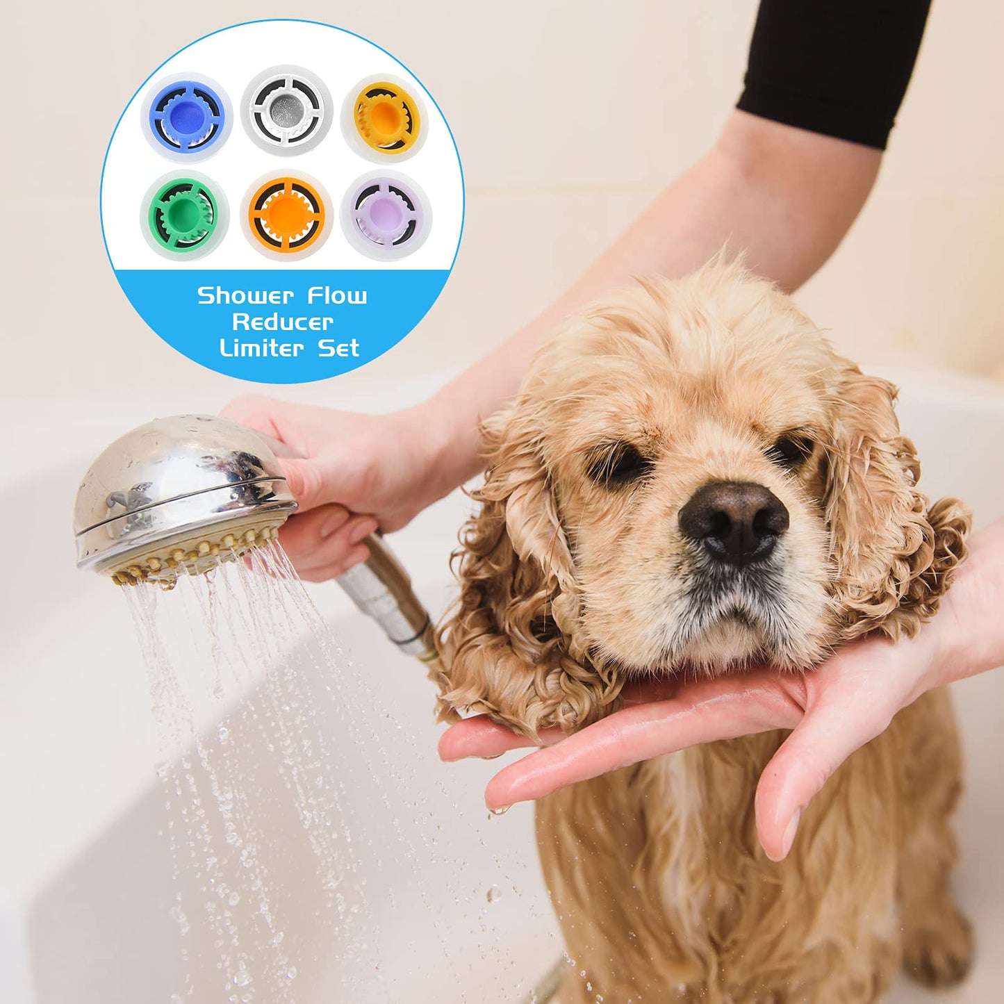 Honoson 8 Set Shower Flow Reducer Limiter Set 1/2 Inch Flow Restrictor Control Valve for Fixed Handheld and Shower Head 1.2/1.5/1.8/2/ 2.2/2.5 Gpm