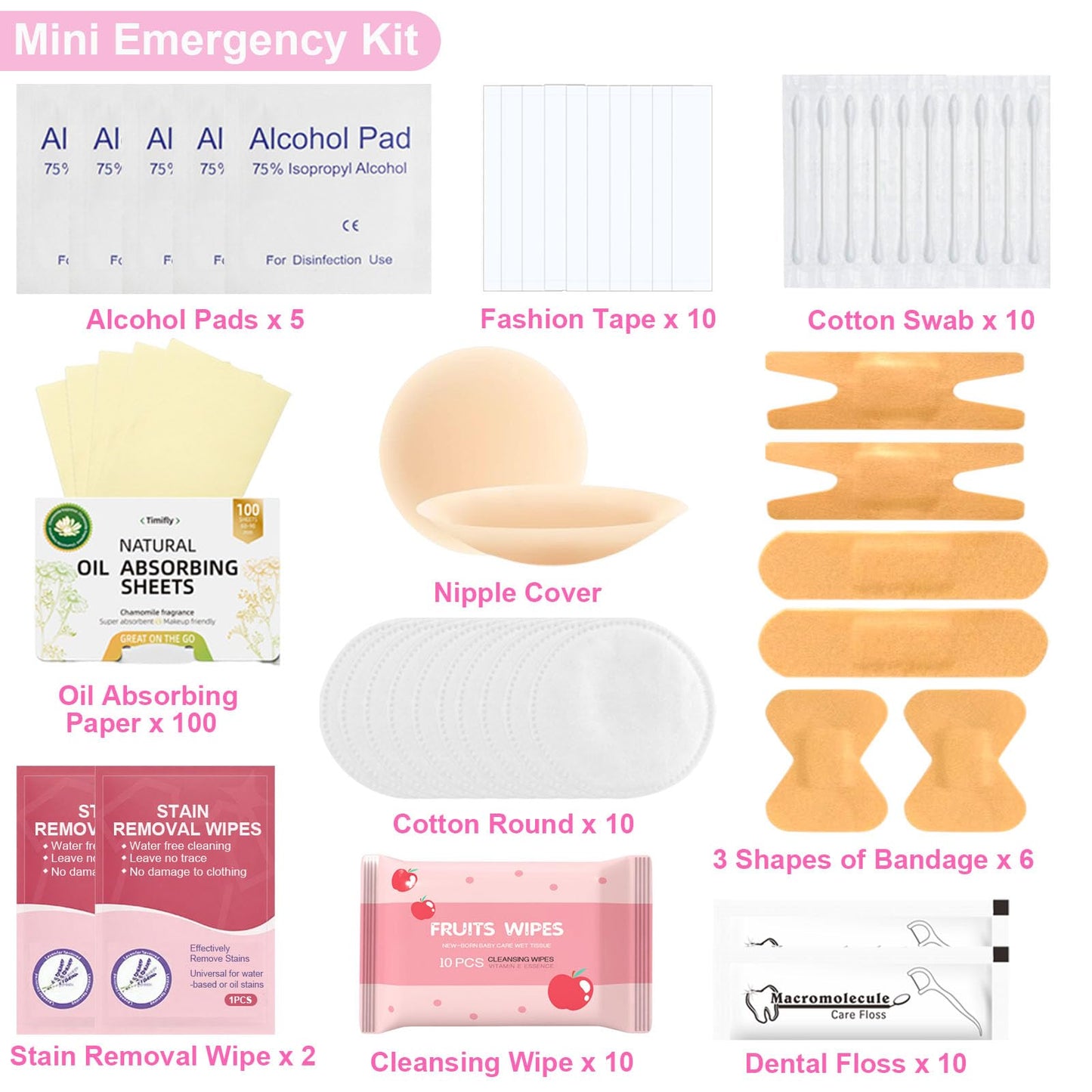 Wedding Emergency Kit, Women's 40+ Essentials Items Bridal Emergency Kit for Wedding Day, Travel Kit Personal Care Survival Set with Bride Makeup Bag