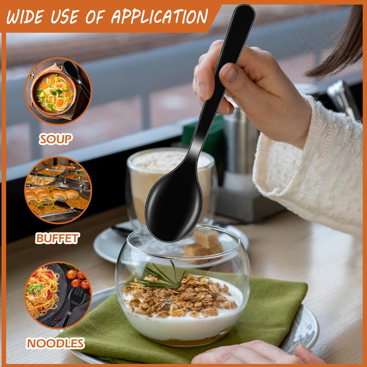 45Pcs Plastic Serving Utensils Set Black Disposable Serving Spoons Tongs Forks for Serving Food Heavy Duty Large Serving Utensils Supplies for Parties Buffet Restaurant Dinner