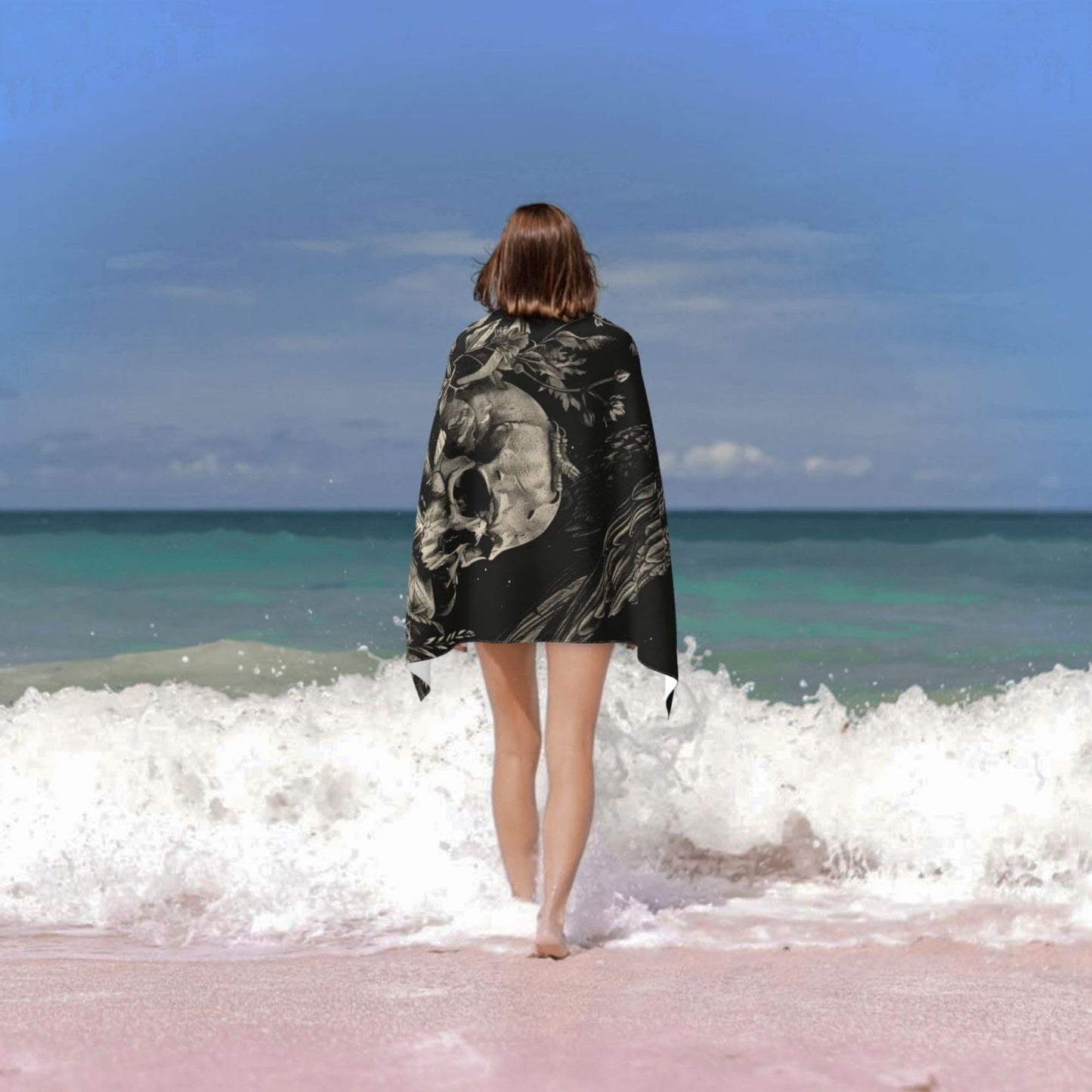 PXLNJHO Gothic Raven Skull Beach Towel, Soft Lightweight Microfiber Quick Dry Bath Towels Gifts for Bathroom, Pool, Travel, Swimming Decor 31"x51"