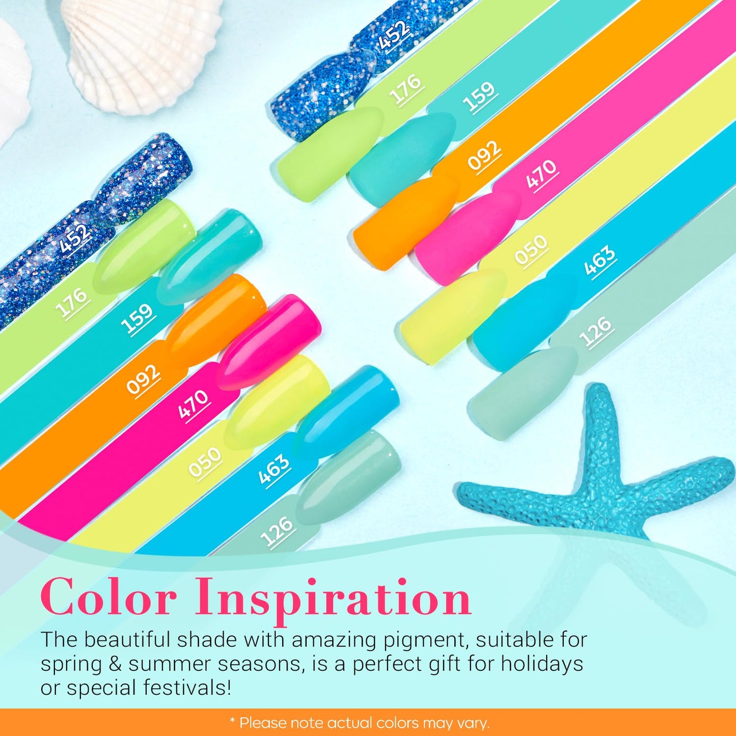 AZUREBEAUTY Dip Nails Powder Starter Kit, Hot Pink Neon Yellow Pastel Blue Green 8 Spring Summer Colors with Nail Sticks, Base Glossy Matte Top Coat Activator Liquid Set Manicure Art 30 PCS