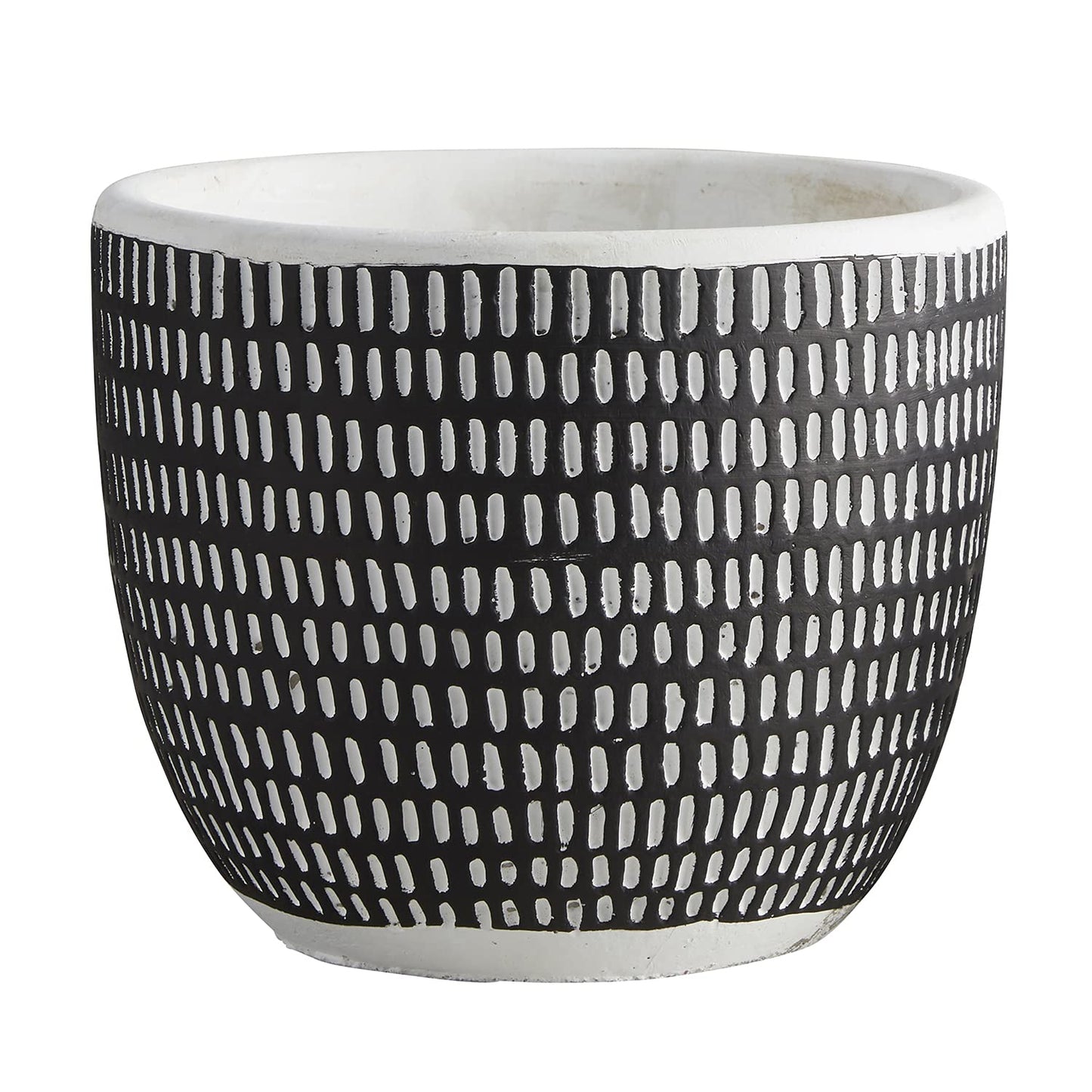 47th & Main Cement Planter Pot, 4.9" Tall, Black Vertical Stripes
