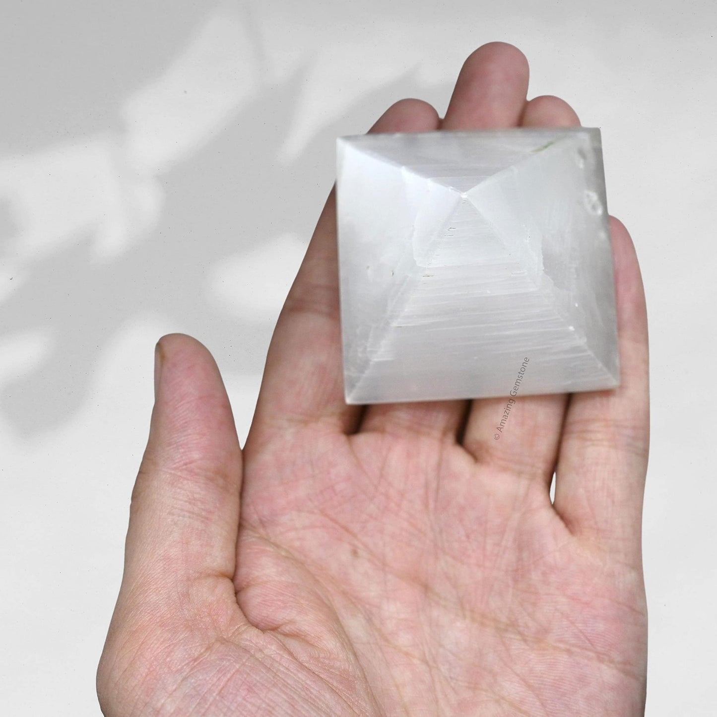 Amazing Gemstone Selenite Pyramid Crystal Healing Stones - 2" Great Pyramid Figurine of Natural Stone Pyramid for Meditation, Reiki, Chakra Balancing and Crystal Pyramids Grid