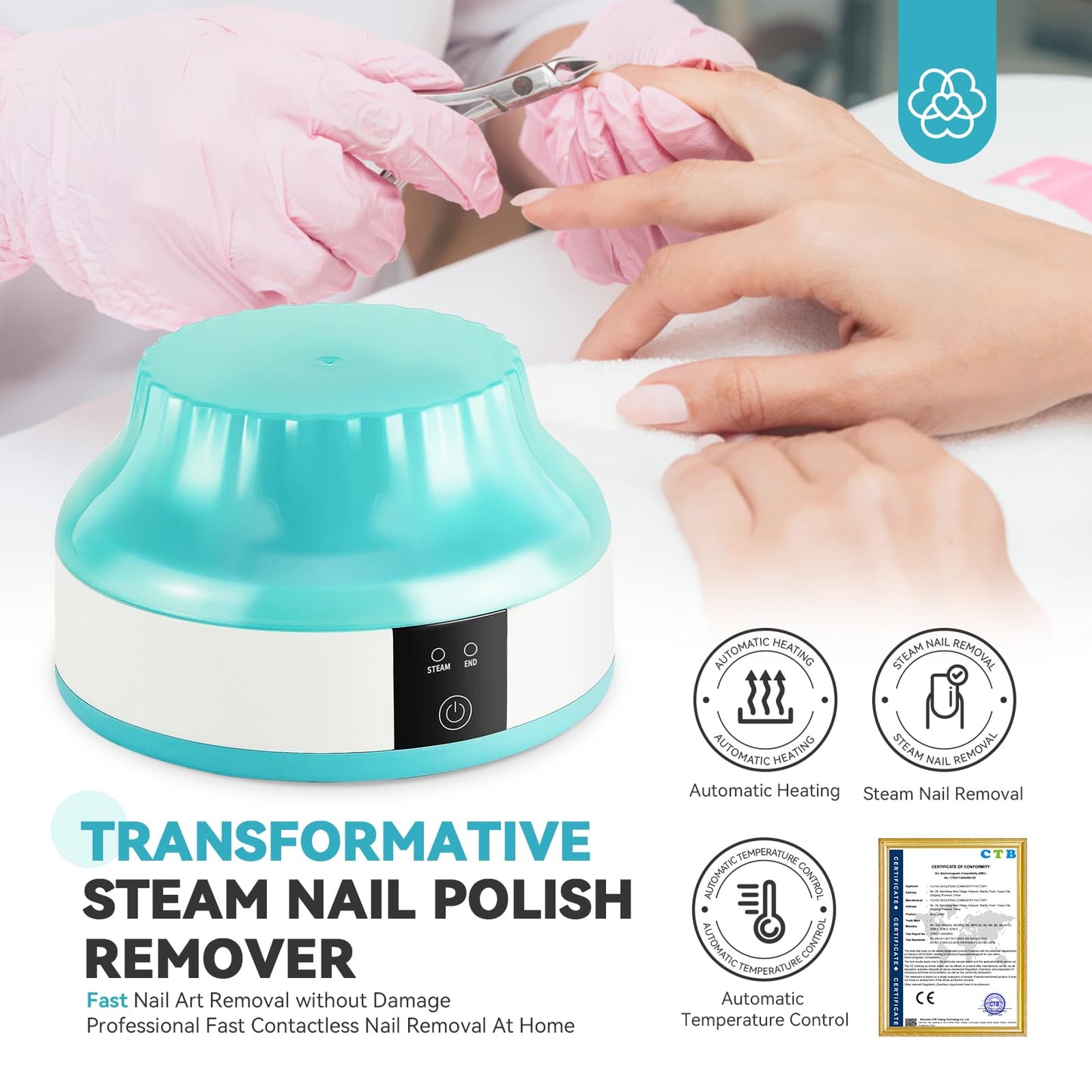 Saviland Essentials Nail Polish Remover Machine: Nail Soaking Bowl & Acetone Nail Polish Remover Gel Nail Remover Machine with Nail Soak off Bowl Soaker Tech Acrylic Nail Remover Steam Salon Home DIY
