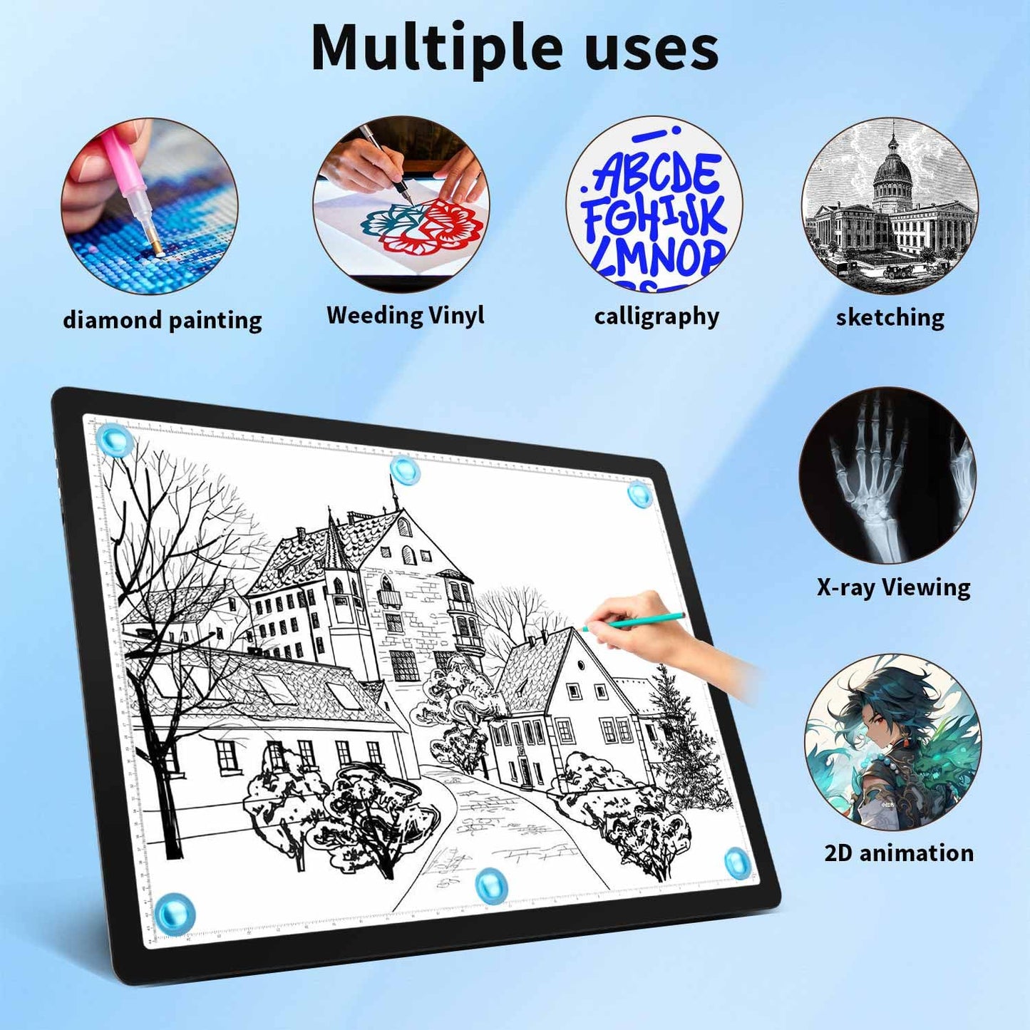 Heanolier Rechargeable A2(25.2" x 18.4") Light pad for Diamond Painting,Magnetic Light Board with Side Buttons,3 Color/6 Level Dimming,Wireless Light Box for Tracing,Light Table for Sketching,Drawing
