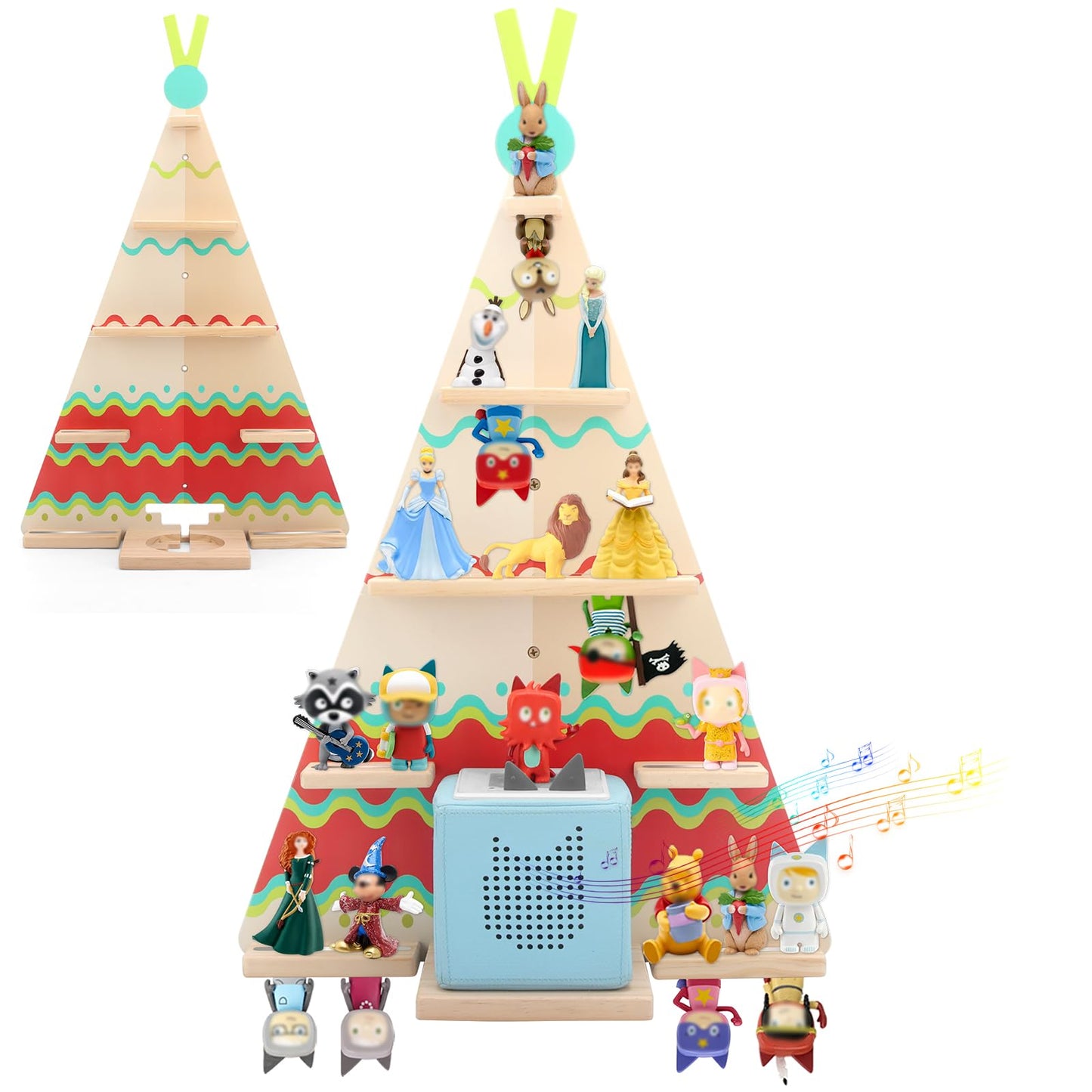 RZYLKA Tent for Tonies Box 1/2 Tonies Figures Organizer Storage Shelf Wall Mounted, Magnetic Display Collection 30~40 Characters Floating Shelves Storage Player