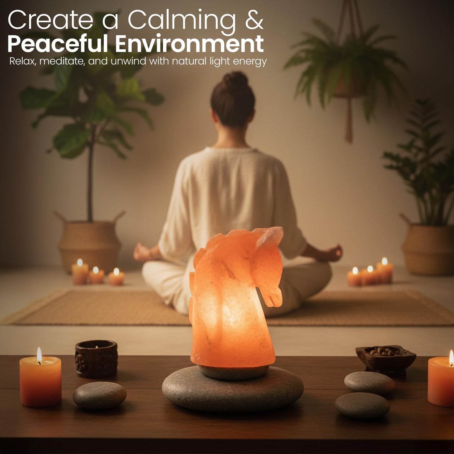 Himalayan Salt Lamp, Horse Shape with Dimmer – Hand Carved Natural Pink Crystal Rock Lamp for Home Décor, Relaxing Light for Bedroom, Living Room, or Office – Unique Gift Idea