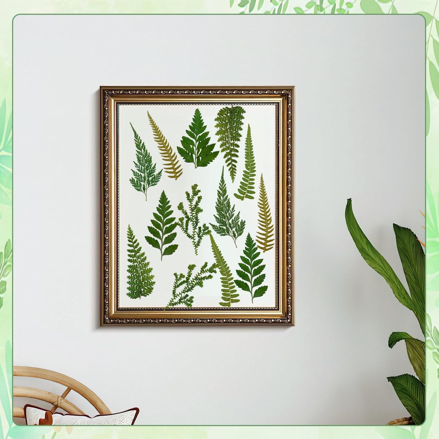80 Pcs Green Ferns Dried Pressed Flowers Bulk for Crafts, Natural Leaves Greenery for Resin Art, Candle Making, DIY Decoration, Floral Supplies