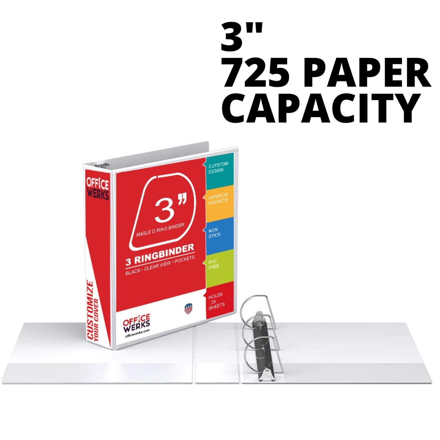 3 Ring Binder, Professional Angle D Ring Vinyl 3 Inch, Presentation Folder for Standard Pages 8.5 x 11 with Pockets, Crystal Clear View White (12 Pack) for Office Supplies
