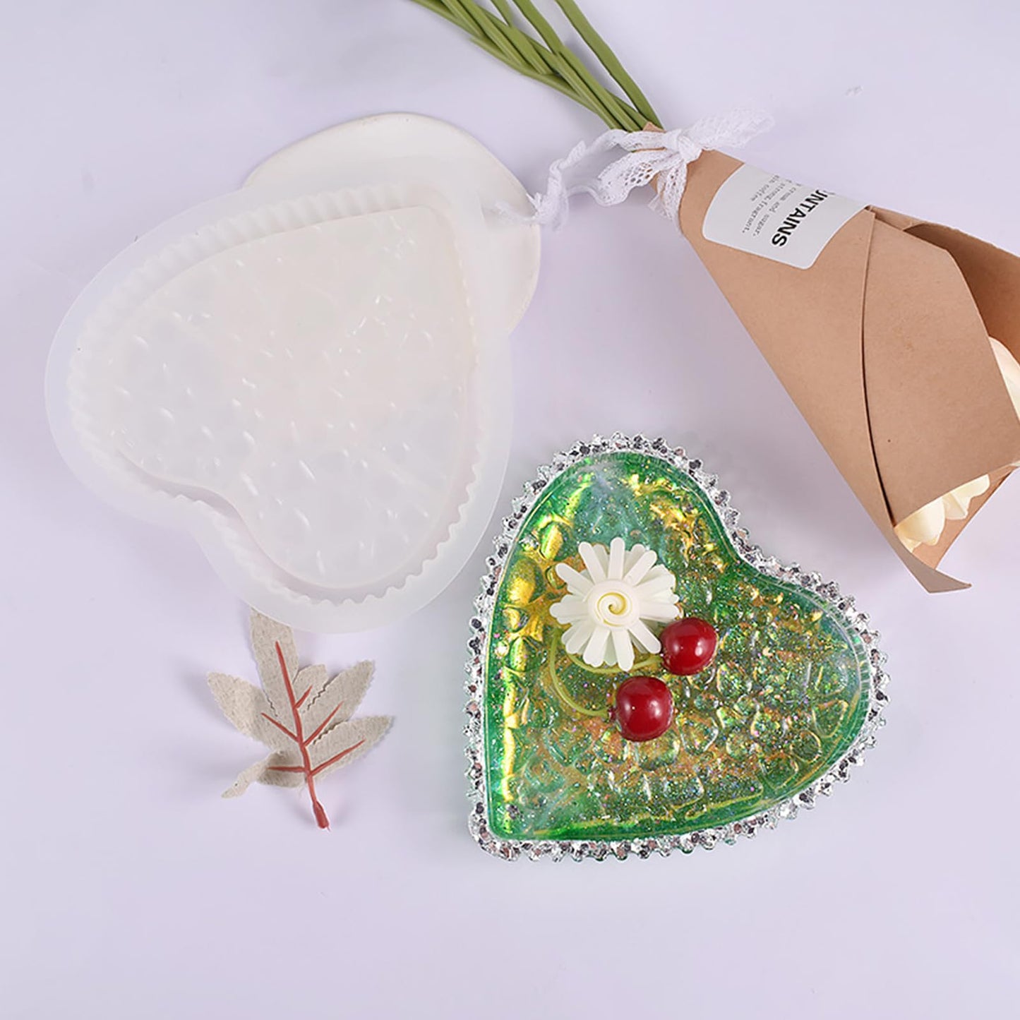 Ashtray Resin Casting Heart Shape Silicone Handcraft Jewelry Dish Plate Epoxy Mold Home Decor Tool Heart Tray Silicone Mold