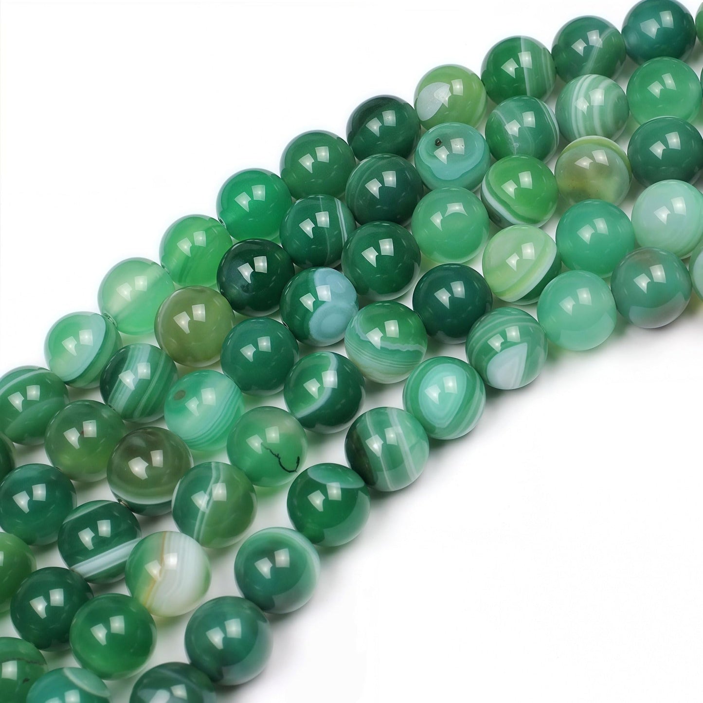 MJDCB Natural Stone Beads Green Striped Agate Round Loose Beads for Jewelry Making DIY Bracelet Necklace (8mm)
