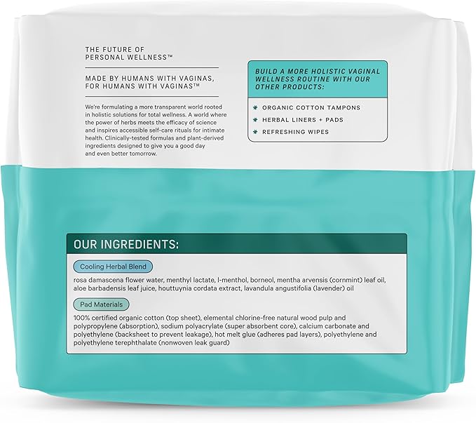 The Honey Pot Company - Herbal Pads for Women - Super w/Wings - Infused w/Essential Oils for Cooling Effect, Organic Cotton Cover, & Ultra-Absorbent Pulp Core - Feminine Care - FSA & HSA - 16 ct