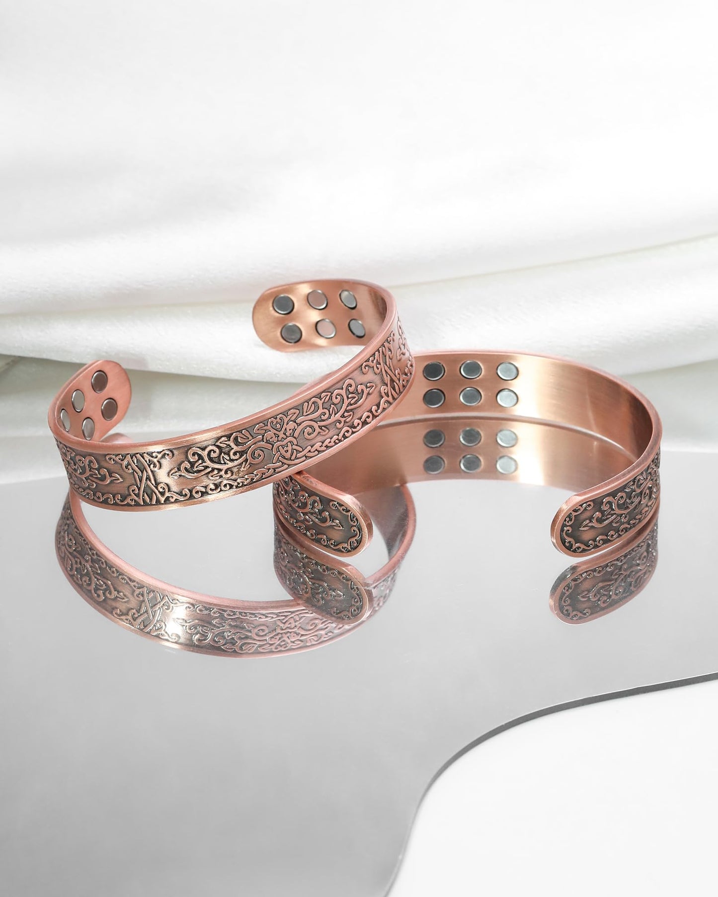 Jecanori Pure Copper Bracelets for Women Men, Magnetic Bracelets with Sizing Tool