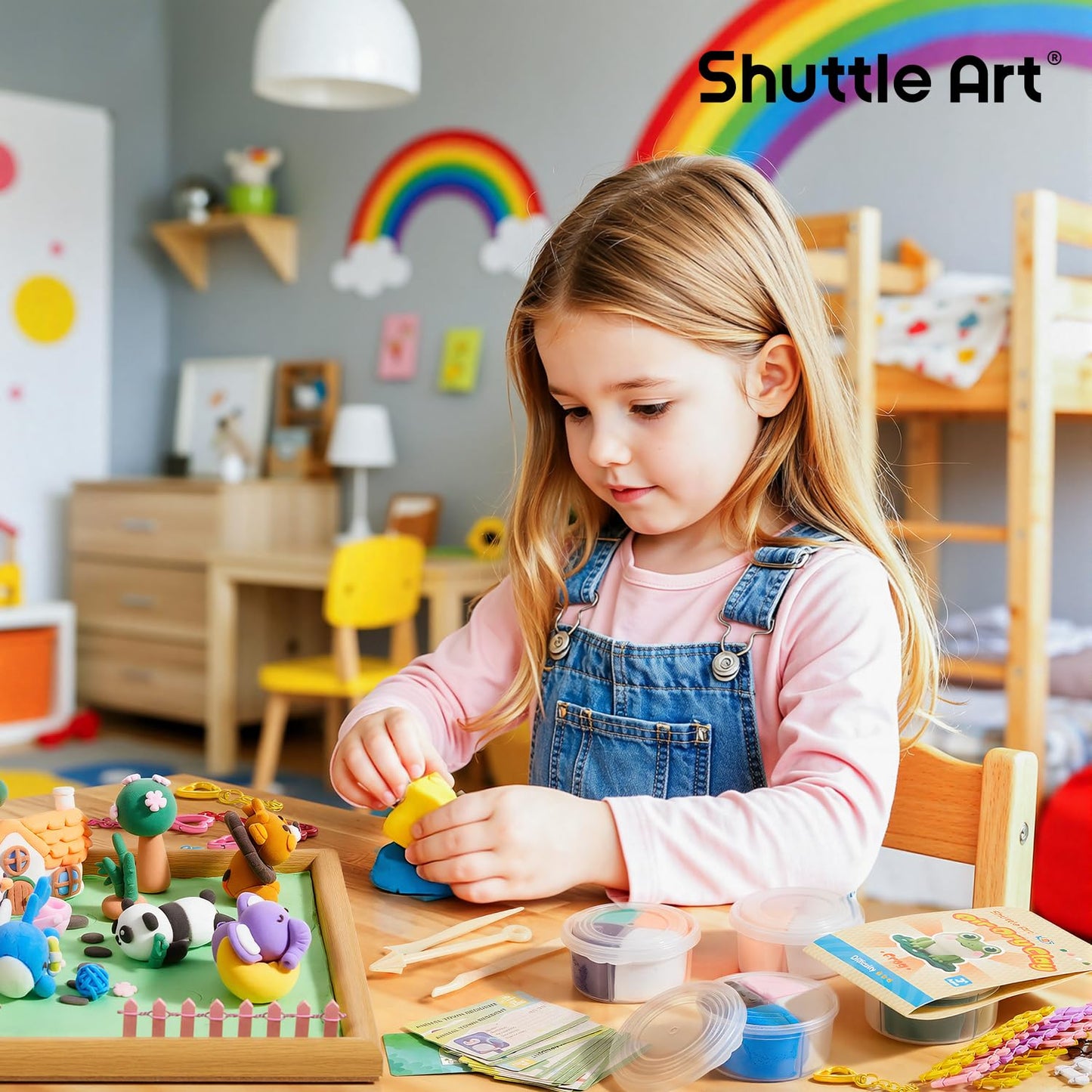 Shuttle Art Air Dry Clay for Kids - Zoo Town, 55 PCS Modeling Clay Kit with Sculpting Tools and Tutorials, Safe & Non-Sticky, Craft Gifts for Boys & Girls