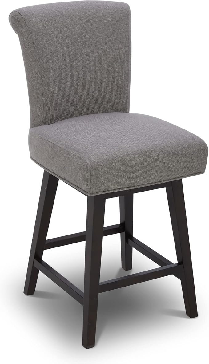CHITA 26 Inch Counter Height Swivel Bar Stool, FSC Certified Modern Fabric Swivel Barstool Chair with Back, Flint Grey