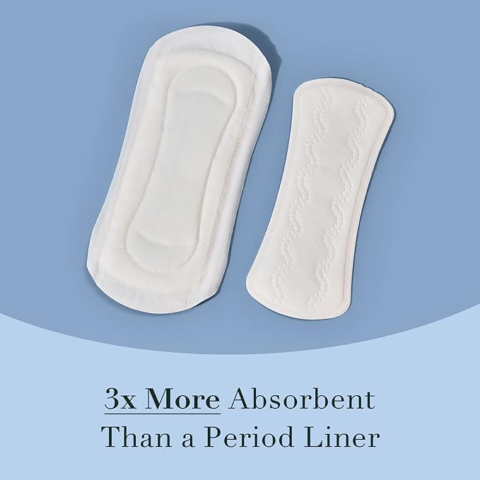 Rael Organic Cotton Cover Incontinence Liners Bundle - Bladder Control and Postpartum Liners, 4-Layer Core Protection with Leak Guard Technology, Regular (48 Count) and Long (36 Count)
