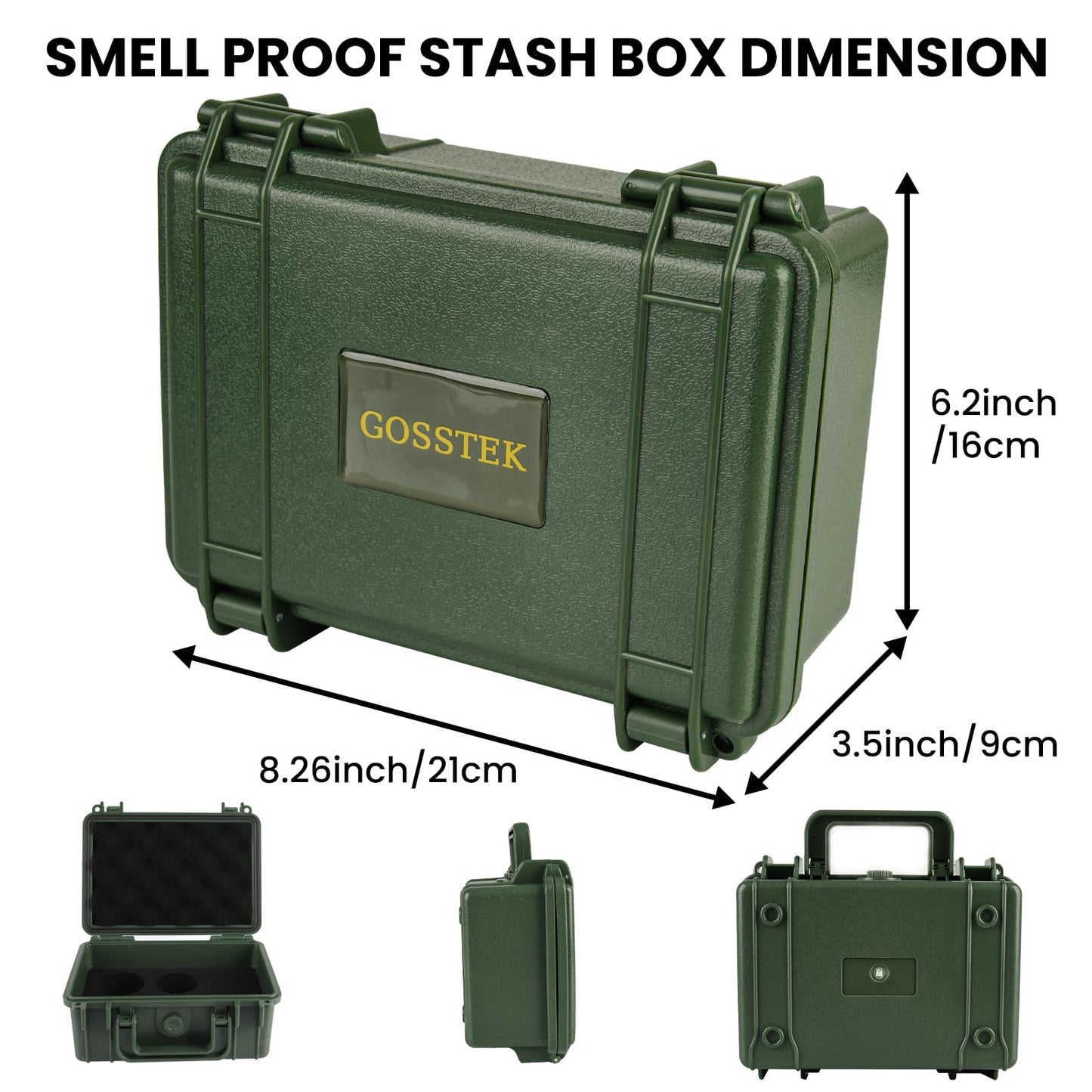 Gosstek Travel Storage Safe Locking Dry Box with 10 PCS Accessories, Durable Airtight ABS Hard Case – Heavy Duty Organization Container for Travel & Home, Great Gift Choice. Green
