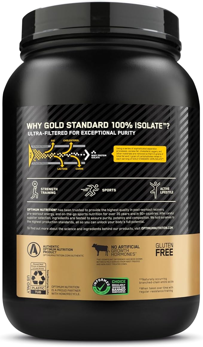 Optimum Nutrition Gold Standard 100% Isolate, Chocolate Bliss, 1.64 Pounds, 24 Servings (Packaging May Vary)