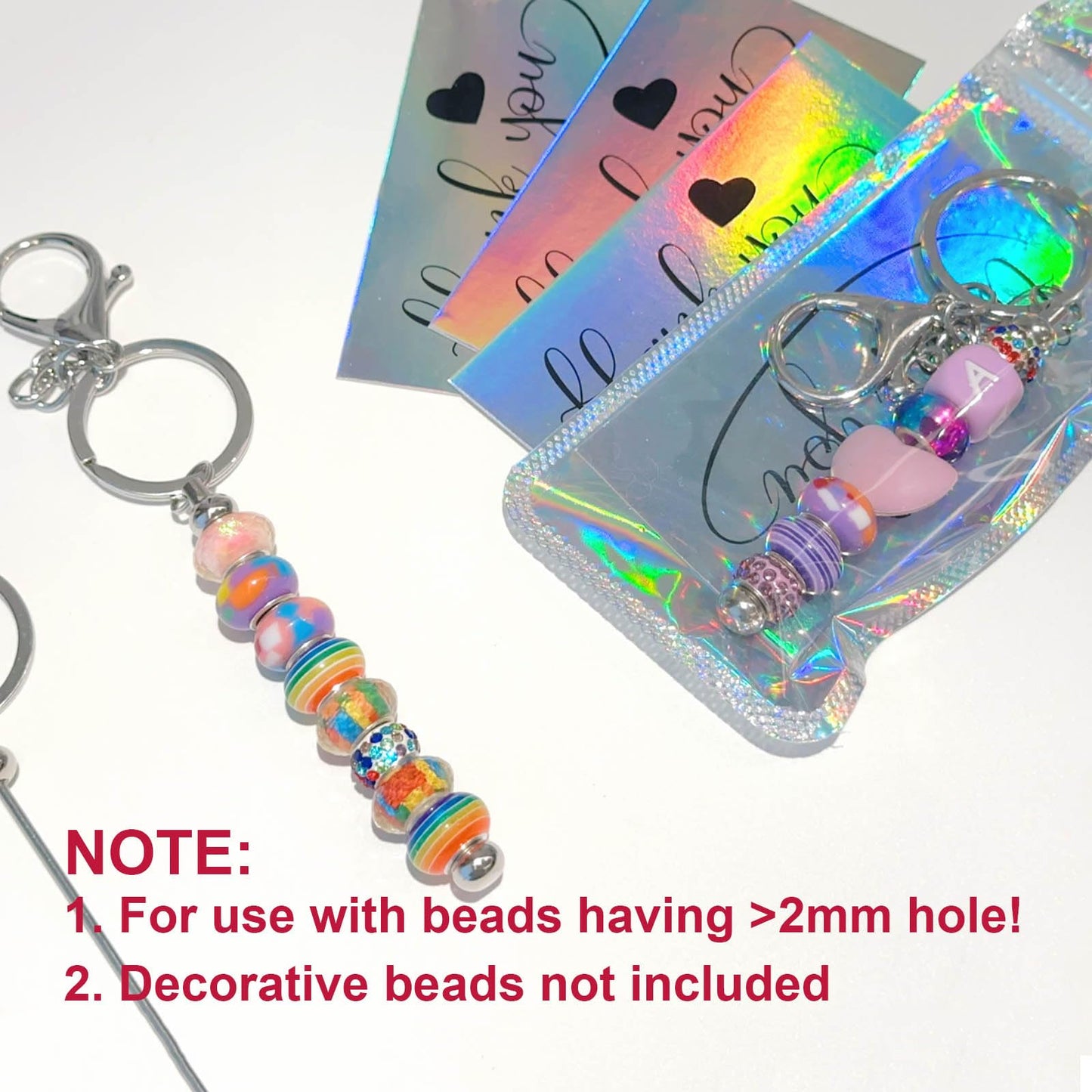 YUESEK 60 Pcs Beadable Keychain Bars Bulk Blank Creative Cute Keychains Bar for Beads Purse Keychains for Women Man