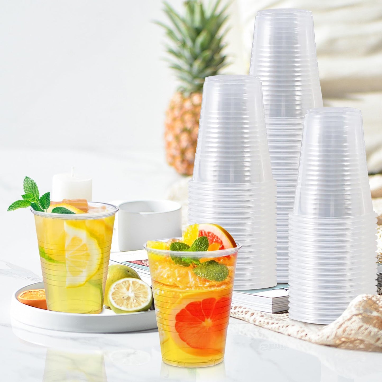 Clawsoff 500 Pack 9 oz Plastic Cups, Disposable Drinking Cups, Water Cups Plastic Clear Cups for Party, Wedding, Graduation, Travel, Holiday, Events, Birthday,Cold,Hot