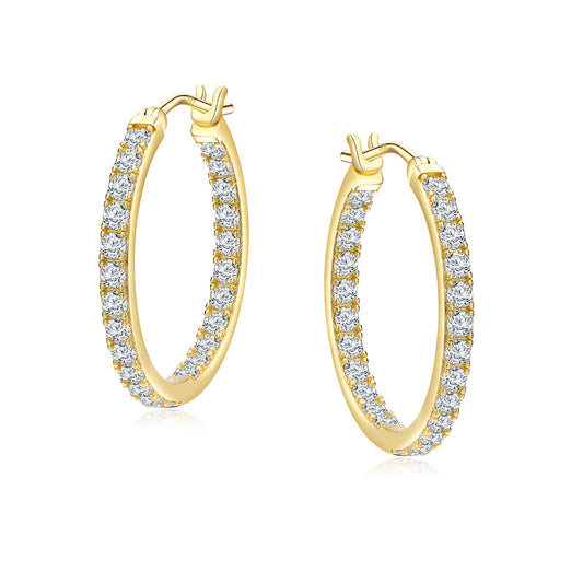 AGRULE Stunning Cubic Zirconia Hoop Earrings 26mm Sterling Silver Small Hoops Diamond Hoop Earrings for Women