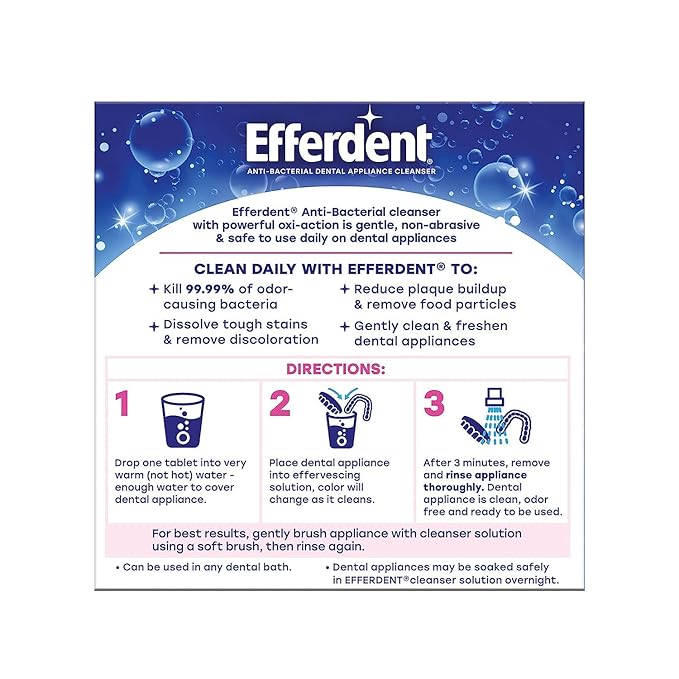 Efferdent Denture Cleanser Tablets, Complete Clean, Cleanser for Retainer and Dental Appliances, 44 Count, (Pack of 8)