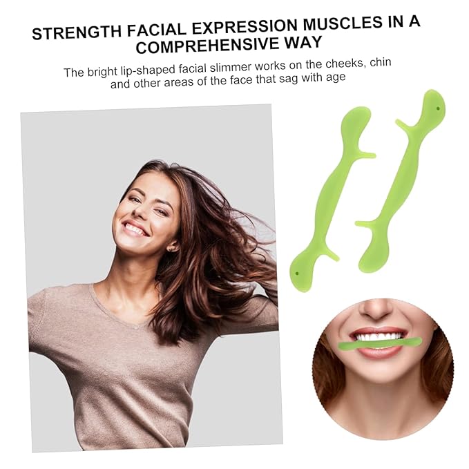 3pcs Silicone Smile Trainer Facial Muscle Exerciser for Mouth Tightener Face Green Silicone for Stuttering Speech Practice