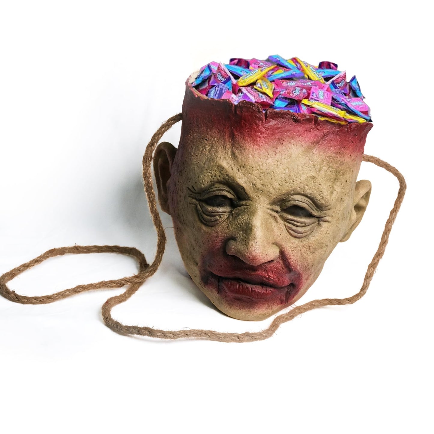 Severed Head Bloody Candy Shoulder Bag, Bloody Trick or Treat Bucket Halloween Candy Basket Halloween Party Window Decorations Props