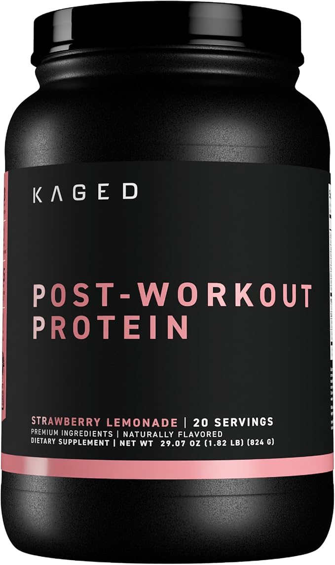 Kaged Post Workout Protein Powder | Re-Kaged | 28g Whey Protein with Creatine, Glutamine & Betaine for Muscle Growth & Recovery | Low Sugar | 20 Servings | Strawberry Lemonade