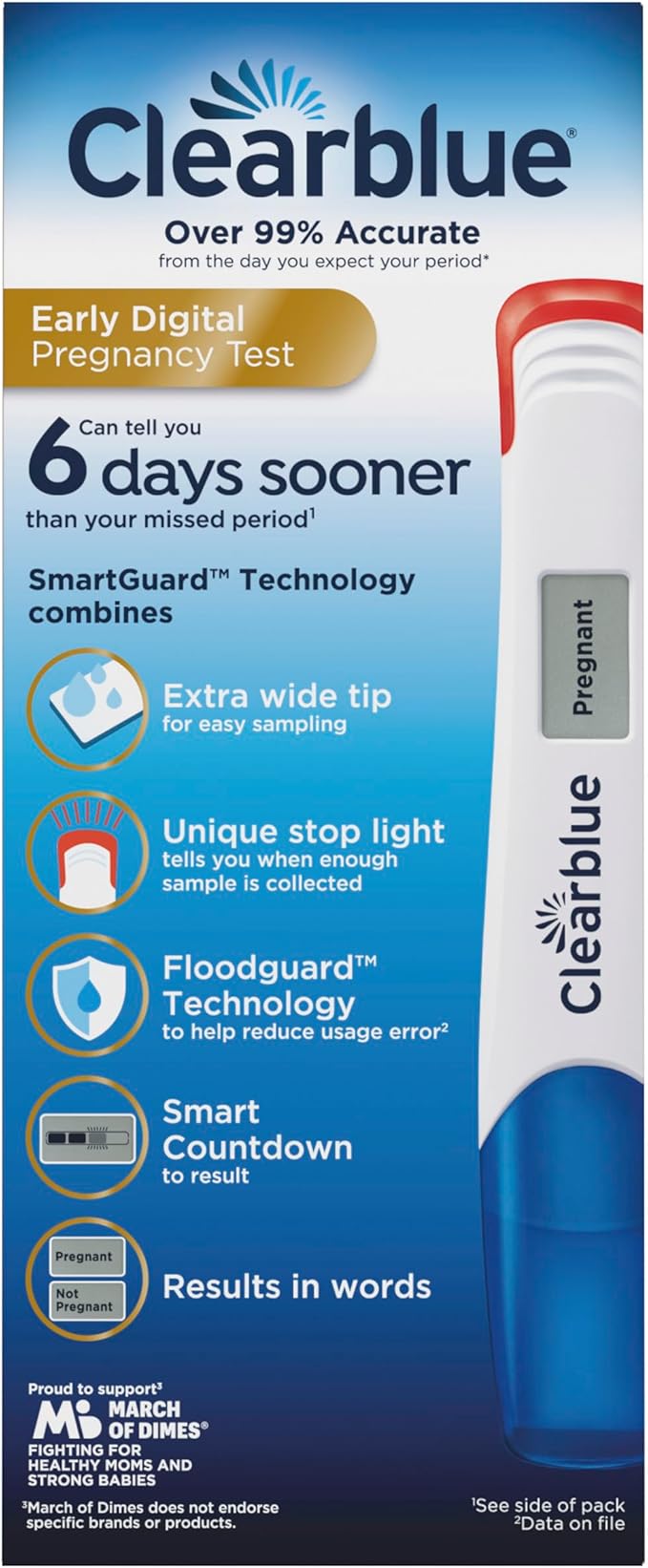 Clearblue Early Digital Pregnancy Test, Early Detection at Home Pregnancy Test, 3 Ct (Pack of 2)