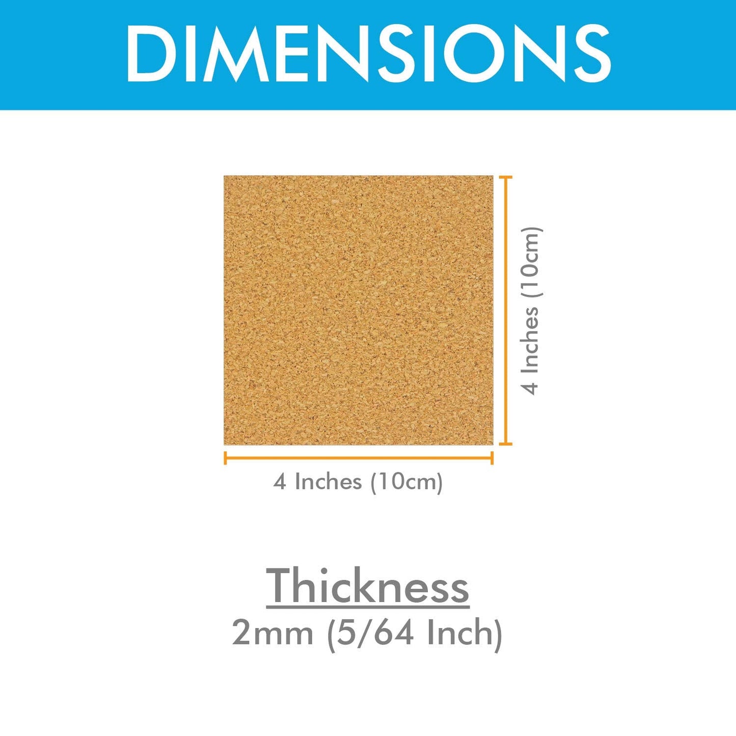 50 Pack Self-Adhesive Cork Squares 4 x 4 Inches Cork Tiles Backing Sheets for Coasters and DIY Crafts