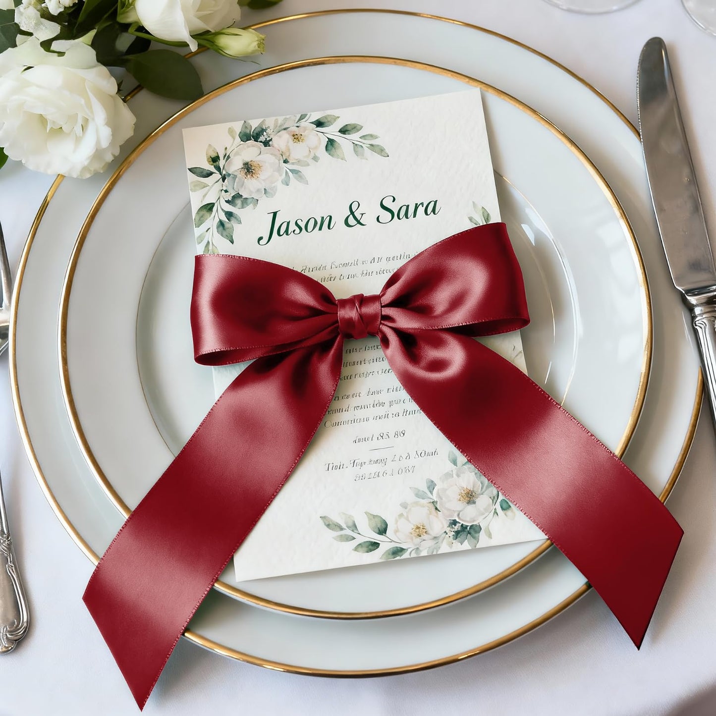 Quhora 1-1/2" x 100 Yards Satin Ribbon - Wide Silk Wine Red Ribbon with Spool - Ideal for Gift Wrapping, Floral Bouquets, Crafts, Wedding Party Decorations, Christmas and Sewing Projects
