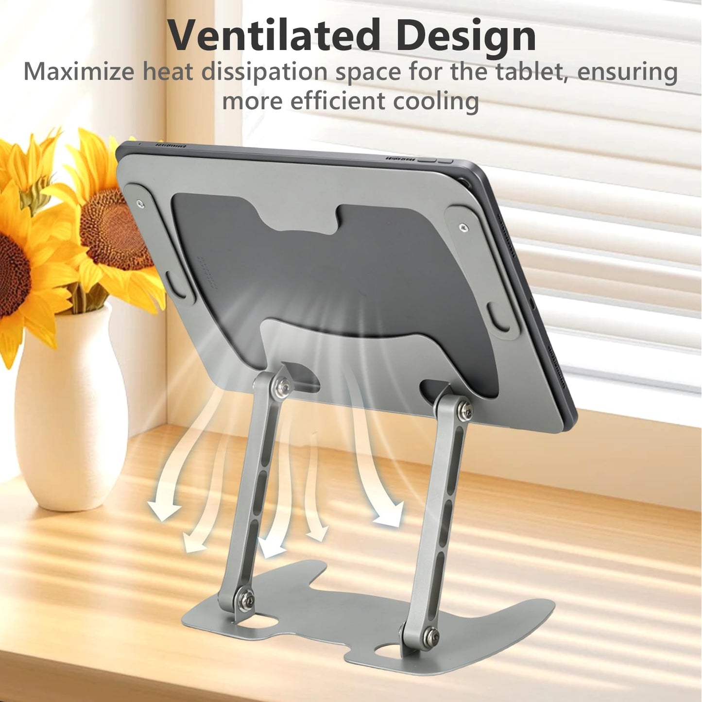 Book Stand for Reading, Adjustable Metal Laptop Stand for Desk Foldable Laptop Riser Holder Desktop Book Stand Multifunctional Display Stand for Recipe, Book, Tablet, Laptop, Notebook (Silver)