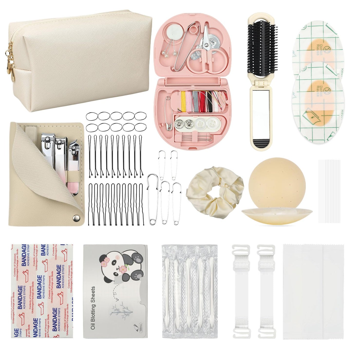 Bridal Emergency Kit for Wedding Day, 60+ Wedding Essentials Survival Set for Team Bride, Portable Travel Set with Makeup Bag, Daily Work Essentials