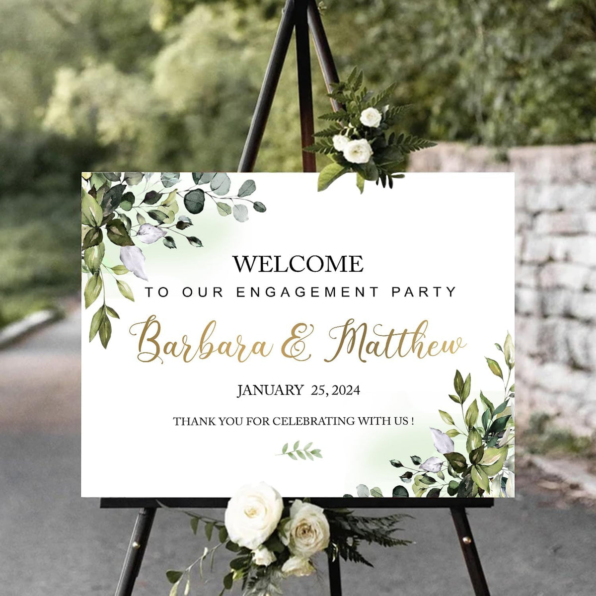 Greenery Engagement Party Welcome Sign - We Are Engaged Decorations, Wedding Welcome To Our Party