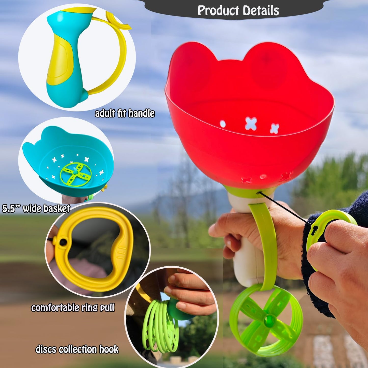 SUHEEUS Disc Launcher Toy Kids Yard Flying Spinner Fairy Hover Helicopter Propeller Toy Outdoor Capture Catching Chasing Game Gift for Boy Girl Age 4 5 6 7 8 9 10 with 12 mini Discs