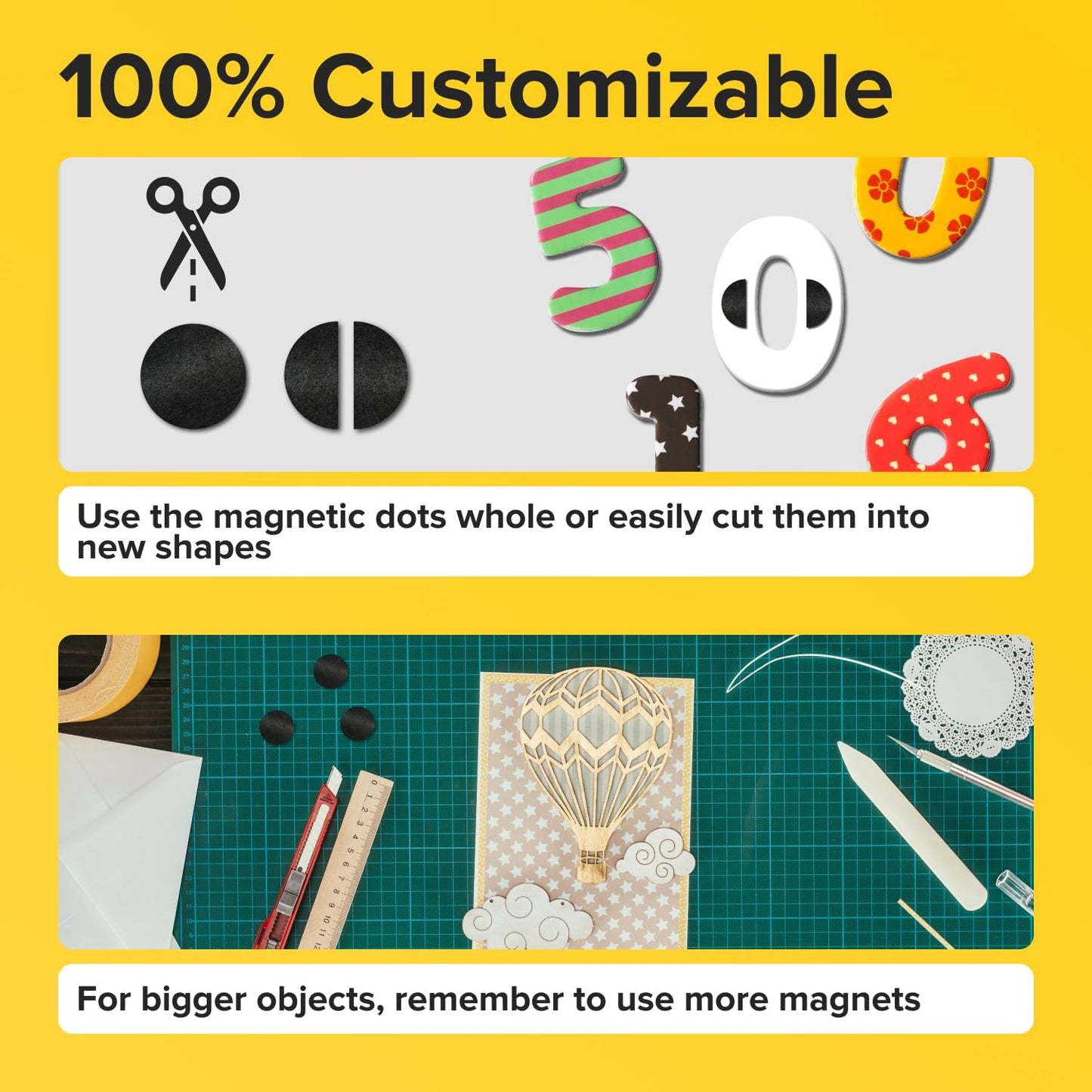 Peel-&-Stick Flexible Adhesive Magnets - 120 Magnetic Dots for Office Supplies, Whiteboard, Crafts, Fridge, & School Projects