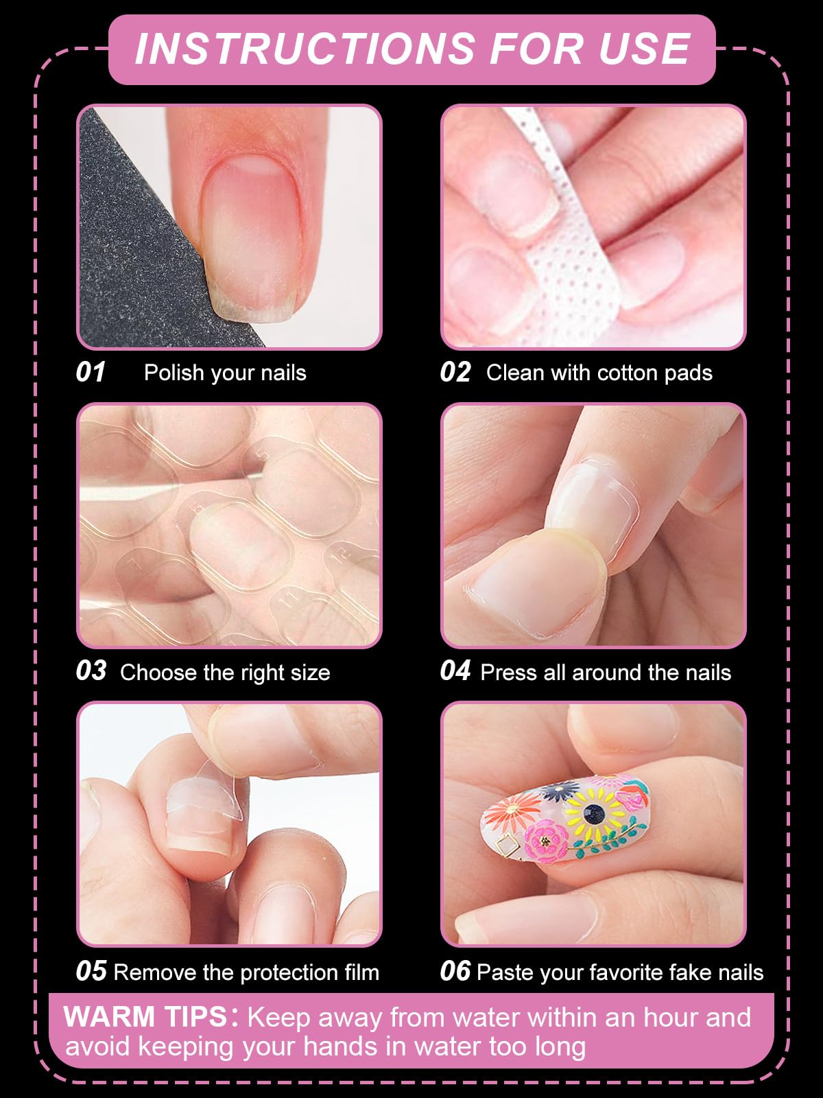 600PCS Nail Adhesive Tabs for Press on, EBANKU Waterproof Breathable Nail Glue Stickers Ultra-Thin Press on Nail Sticky Tabs in 15 Sizes, 20 Sheets Double Sided Transparent Nail Tape for Manicure DIY