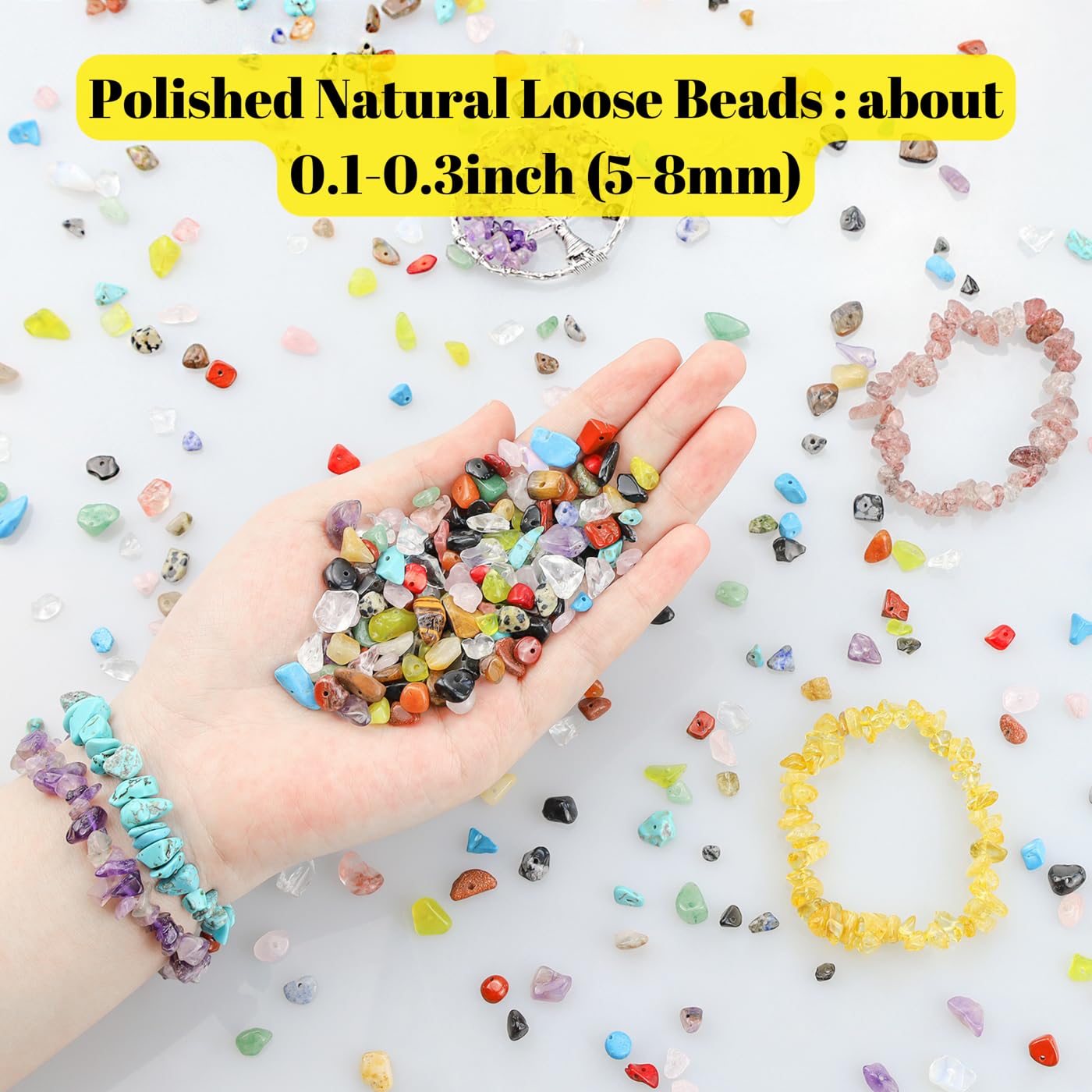 XIANNVXI Opalite Beads, Natural Chip Stone Beads 400Pcs Crystal Bead 5-8mm Irregular Healing Crystal Loose Rocks for DIY Jewelry Making